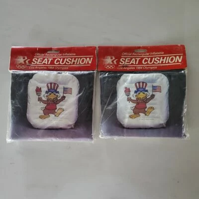 (2 ) Official 1984 Olympics Seat Cushions (1980) 14" Inflatable - Image 1 of 3