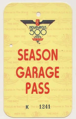 1991 Indianapolis 500 Season Garage Pass Ticket Credential IndyCar Indy500 Cover