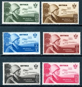 Italia 1934 Colonia ERITREA Posta Aerea Semipostal Short Set Scott CB1-6 MNH T819 - Foto 1 di 6