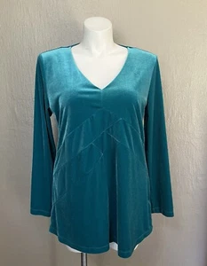 Soft Surroundings Velvet Tunic Top Women's XL Jade Green Velour Holidays Party - Picture 1 of 7
