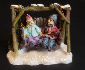 Holiday Time Santas Workbench Christmas Village Miniature Children On Swing - Picture 1 of 7