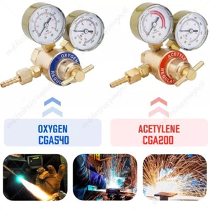Solid Brass OXYGEN & ACETYLENE Regulators 4 Welding for Victor Gas Torch Cutting - Picture 1 of 14