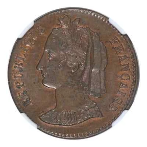 1848 France 10 Centimes Essai MAZ-1362 NGC AU58 BN - Picture 1 of 4