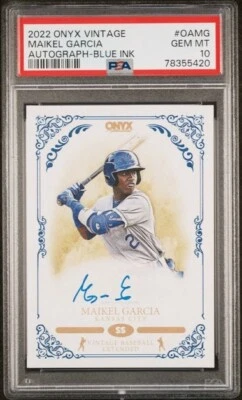 Onyx 2022 automático tinta azul MAIKEL GARCIA Kansas City Royals PSA 10 GEMA como nuevo Foto 1 de 2