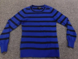 The Limited Womens Sweater Small Petites Blue striped crewneck - Picture 1 of 12