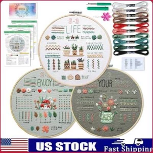 3Pack Embroidery Kit Art Craft Sewing Set, DIY Cross Stitch Starter for Beginner - Picture 1 of 7