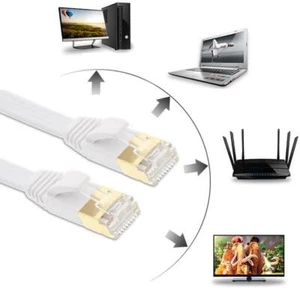 Cat7 Gigabit Ethernet Netzwerk LAN RJ45 Internet vergoldet Flachkabel Kabel - Bild 1 von 3