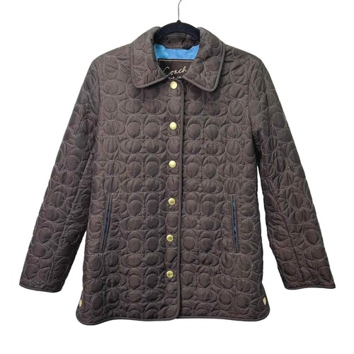 Cappotto monogramma con bottone Coach marrone XS
