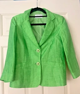LADIES SHORT LINED LINEN JACKET PRECIS PETITE LIME GREEN SIZE 8 - Picture 1 of 6