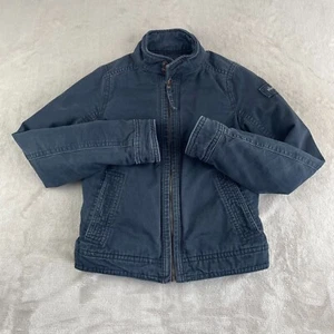 Abercrombie Fitch Jacket Kids XL Blue Quilted Lined Patch Logo Moto Collar - Picture 1 of 10