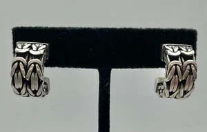 Lois Hill Sterling Silver 925 Heavy Wide Byzantine Hoop Earrings - Picture 1 of 10