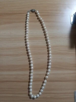Cream Matched Cultured 5mm Pearl Necklace 16" with 14K White Gold Clasp - Image 1 of 4