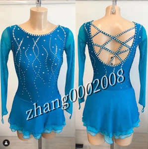 Blue Ice Skating Dress.Acro Rhythmic Gymnastics. Dance Baton Twirling Costume - Picture 1 of 6