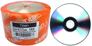200 Titan Brand Duplication Grade 16X Shiny Silver Top Rohling DVD-R Disc 4,7GB - Bild 1 von 3