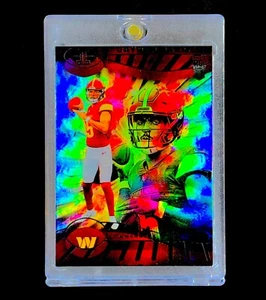 JAYDEN DANIELS ROOKIE BLACK REFRACTOR HOLO RAINBOW FOIL Base Illusion COMMANDERS - Picture 1 of 5