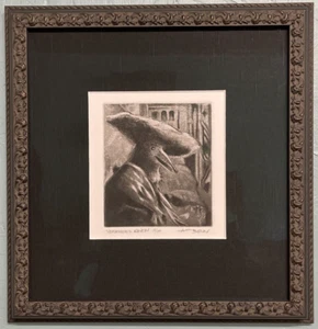 Anne Belov "Vermeer's Raven" 15/100 Etching Raven Art Framed - Picture 1 of 9