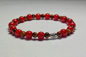 Pulsera de Coral Rojo y Ojo de Tigre - Imagen 1 de 6