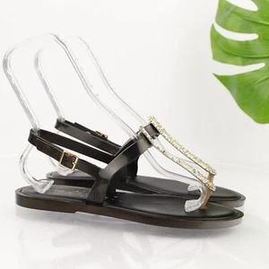 Melissa Womens Slim Sandal Size 9 Black Jelly Thong Sligback Gold Star Strap - Picture 1 of 16