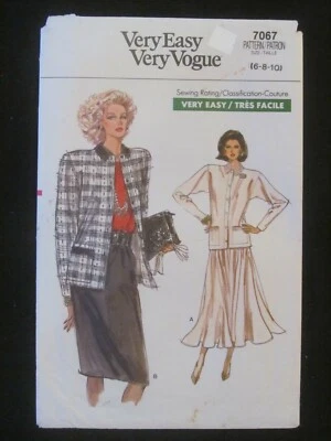 VOGUE PATTERN - 7067 LADIES JACKET STRAIGHT SKIRT YOKE FLARED GATHERS 8-10 UNCUT - Image 1 of 2