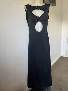 60,s Black Maxi With Keyhole Neckline. Fab Frock! Size 12 .40”B, 34” W, 40” Hip - Picture 1 of 7