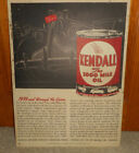 Vintage KENDALL MOTOR OIL CAN 2000 Mile Gas Station Advertising Poster Sign