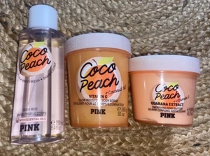 Victoria's Secret PINK Coco Peach Mist, Scrub and Body Butter Set of Three - Picture 1 of 5