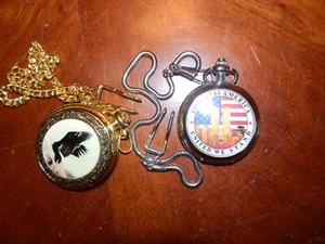 Lot of 2 Mens Pocket Watches, Need Batteries, Watch Repair Estate Lot - Picture 1 of 2