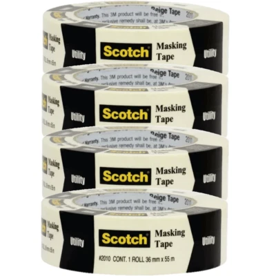 NEW 4x 3M Scotch Masking Sticky Tape 36mmx54.8m Rolls Pack Bulk - Image 1 of 2