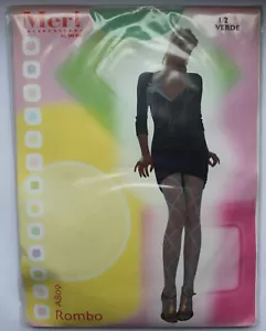 Collant Meri VELATO 15 den CON DISEGNI A ROMBO A809 Taglia 1/2 Colore Verde - Foto 1 di 2
