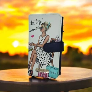 NICOLE LEE ESPAÑA TRIFOLD PHONE CASE CROSSBODY WALLET. "TEA TIME ME TIME" - Picture 1 of 9