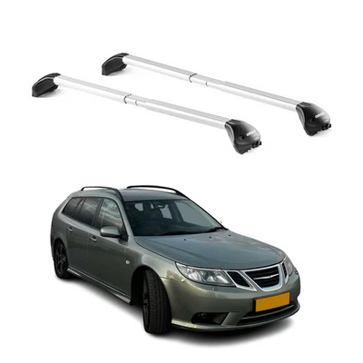 For Saab 9-3 Sport Combi 2005-2011 Roof Rack Cross Bars Silver Carrier 2 Pcs - Изображение 1 из 4