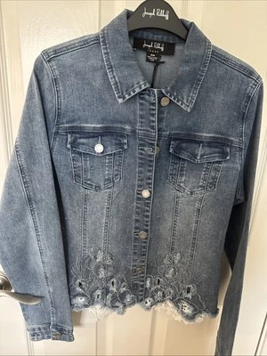 Joseph Ribkoff MM Chaqueta Denim Embellecida Estrás Vieira De Colección Azul NUEVA Foto 1 de 4