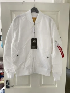Alpha Industries MA-1 TT Bomber Jacket White Size Large L Flight - Picture 1 of 14