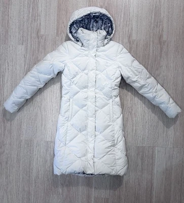 The Northface 550 Goosedown Puffer Parka Feminino Tamanho XS Branco Zíper Completo, botões - Imagem 1 de 4