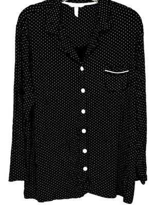 Soma Mujer XL Negro Blanco Lunares Manga Larga Cuello Pijama Top Camisa de Noche Foto 1 de 4