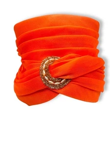 Vintage 1950s Evelyn Varon Model Orange Turban Hat Embellished Beaded Accent - Picture 1 of 9