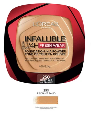 L'Oreal Infallible 24H Fresh Wear Powder Foundation 250 Radiant Sand - Image 1 of 3