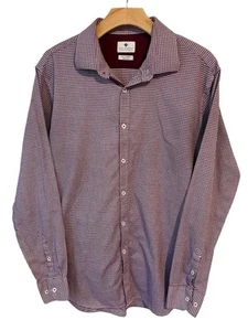 Ryan Seacrest Dress Shirt Mens Size 16.5 34/35 Slim Fit Red White Blue Check - Picture 1 of 9