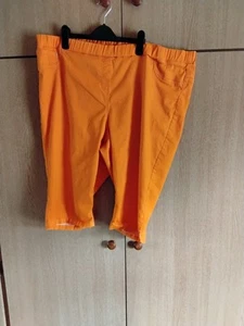 George Size 24 Orange Stretch Cropped Trousers Elasticated Waist - Picture 1 of 6