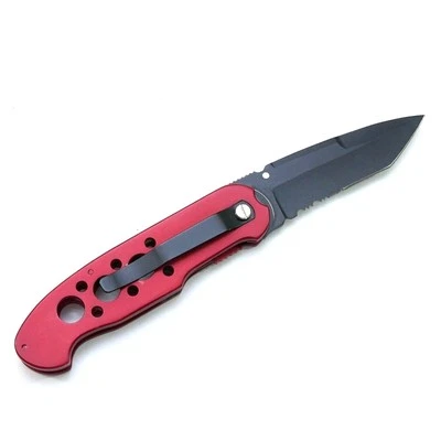 8″ Red Tactical Folding Pocket Knife Stainless Blade with Soft Case - Image 1 of 4