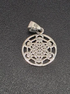 925 NEW Sterling Silver Pendant Metatron 19mm - Picture 1 of 6