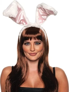 Orecchini coniglietto Deluxe - bianco e rosa - set orecchie e coda coniglietto - Foto 1 di 1