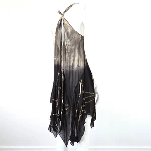 STUNNING WOMENS ALL SAINTS ELENA EMBELLISHED SILK DRESS STONE BROWN BLACK GOLD 8 - Picture 1 of 22