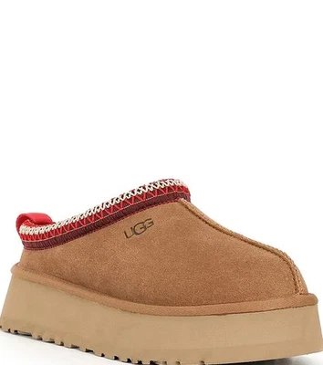 [OFERTA] UGG Zapatillas zueco plataforma detalle logotipo gamuza Tazz II para mujer, castaño Foto 1 de 4
