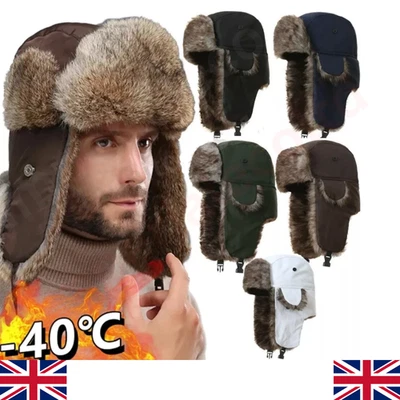 BRANDED Mens Winter Trapper Aviator Trooper Earflap Warm Russian Waterproof Ski Hat