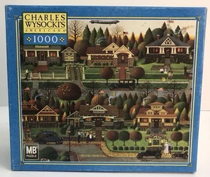 2002 LABOR DAY IN BUNGALOVILLE Charles Wysocki's Americana 1000 Piece MB Puzzle - Picture 1 of 7