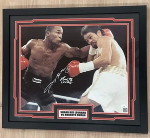 Sugar Ray Leonard & Roberto Duran Signed (JSA) 18x22 Custom Framed Photo Display - Picture 1 of 4