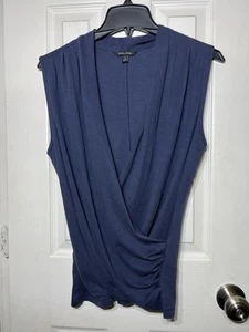 NWT Banana Republic Top Navy Blue Cross Front -Draped Sleeveless Stretch Small - Picture 1 of 11