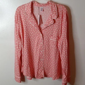 Neu mit Etikett Victoria Secrets Damengröße XL pfirsichfarben mit Tupfen Pyjama Oberteil. - Bild 1 von 7