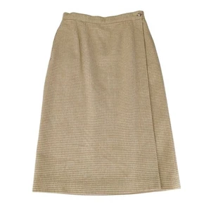 Vintage L.L. Bean Herringbone Wool Blend Camel Hair Skirt Midi Pencil Women's 6 - Picture 1 of 10